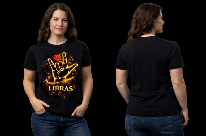 Camiseta LIBRAS Amor – Símbolo em Língua Brasileira de Sinais - Frente