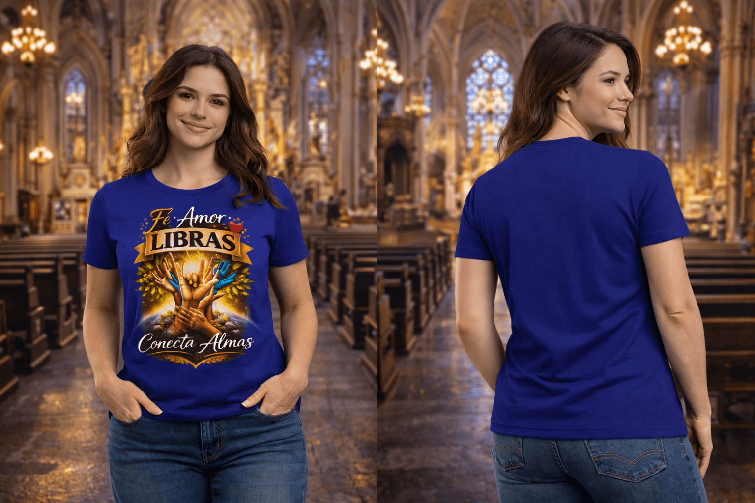 Camiseta “Fé, Amor, LIBRAS – Conecta Almas” - Frente