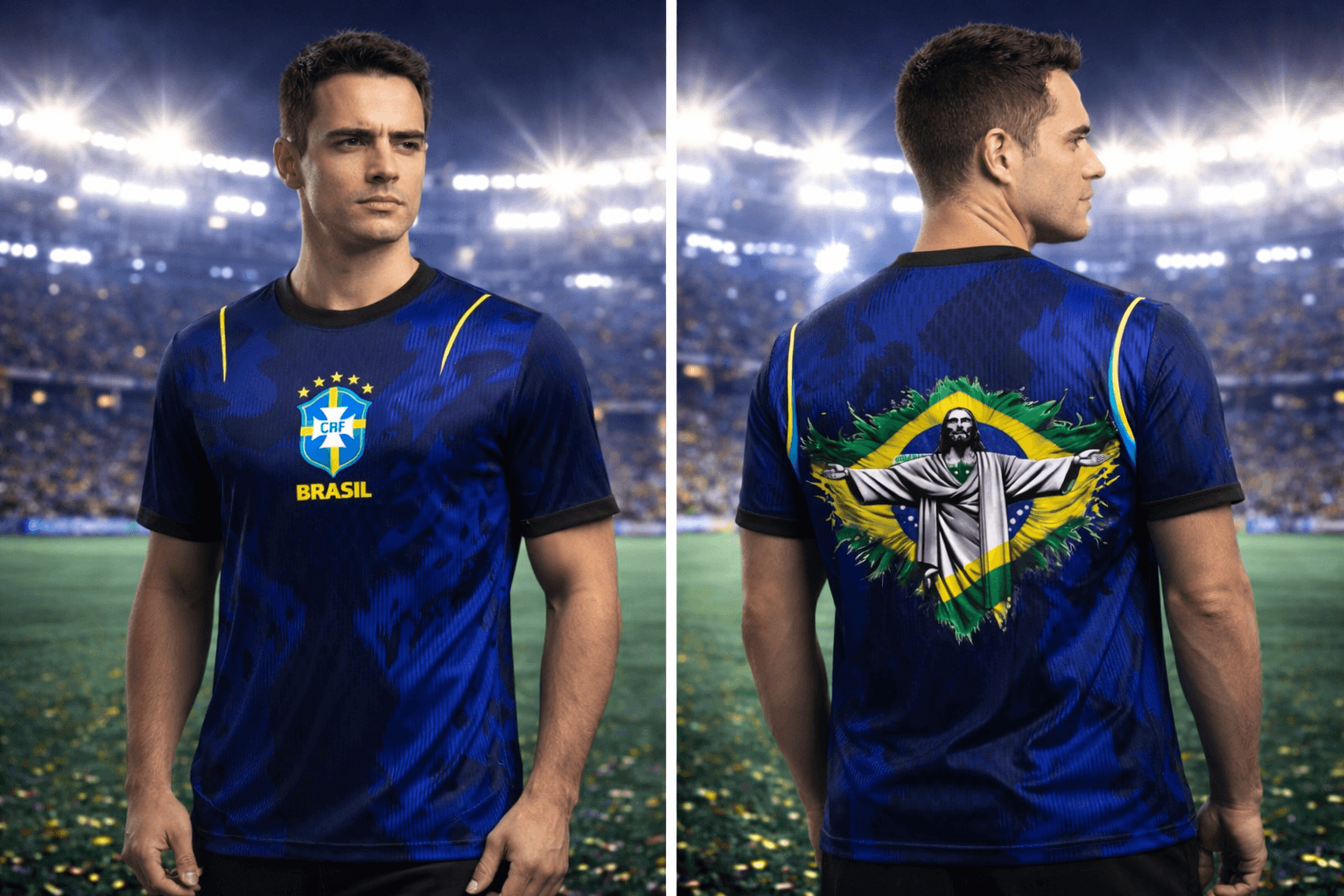 Camiseta Seleção Brasileira - Estampa Sublimada Mapa e Bandeira - Frente