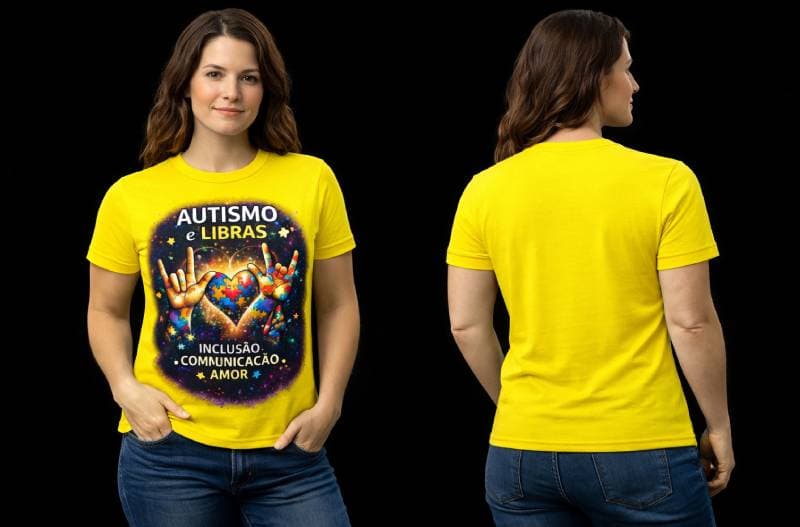 Camiseta Autismo e LIBRAS – Inclusão, Comunicação e Amor - Frente