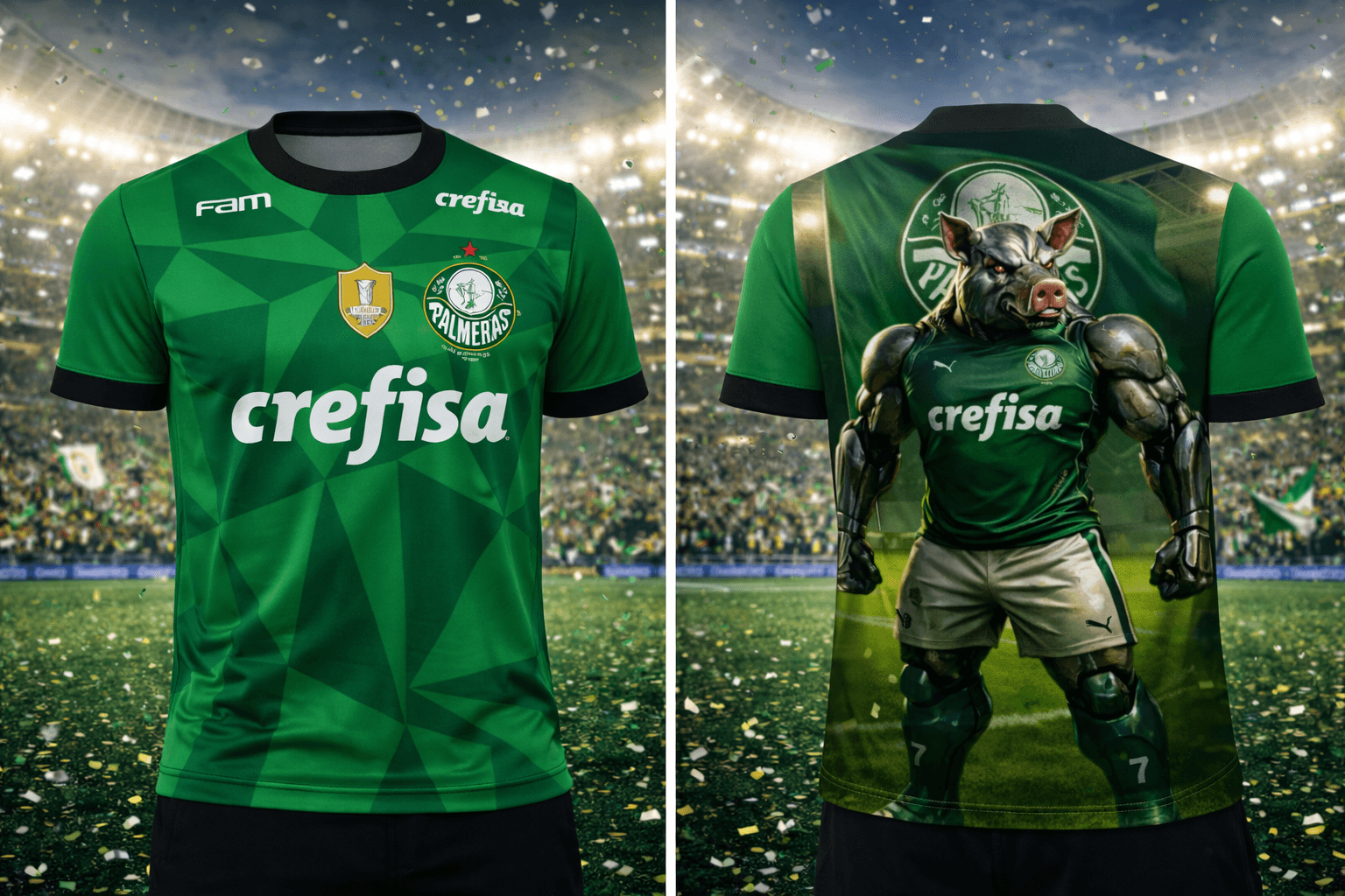 Camiseta Palmeiras - Estampa Sublimada Porco Cyborg - Verde - Frente