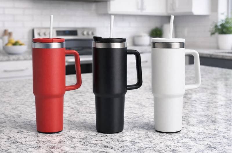 Copo Térmico com Alça e Canudo 1,2L – Inox Isolado - Frente