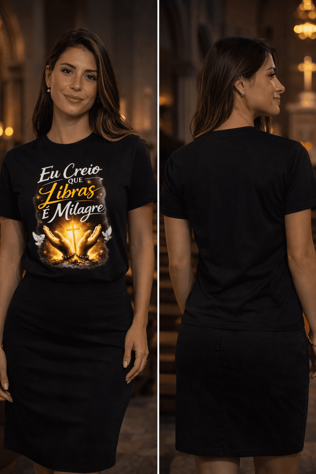 Camiseta “Eu creio que LIBRAS é milagre” - Frente
