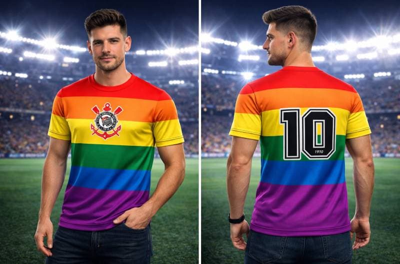 Camiseta Corinthians Arco-Íris Nº 10 - Frente