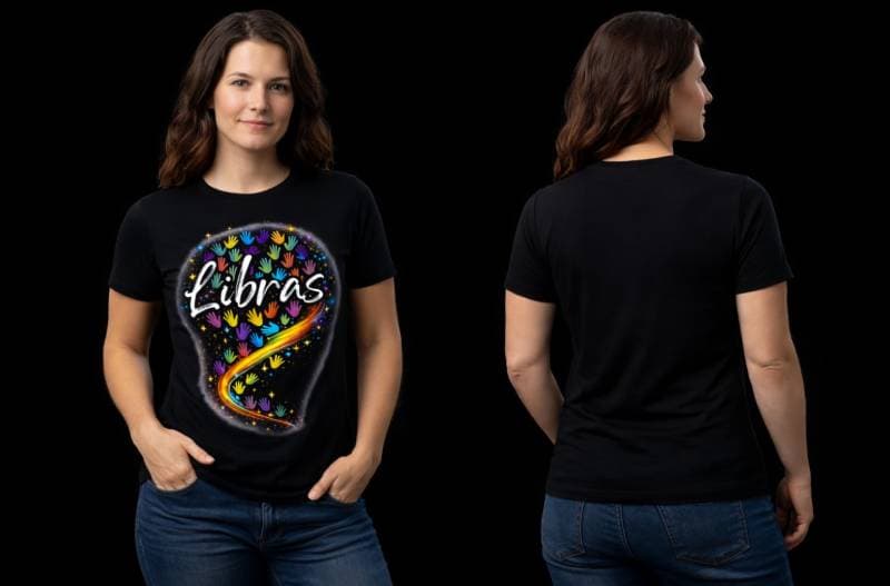 Camiseta LIBRAS Colorida – Inclusão e Língua Brasileira de Sinais - Frente