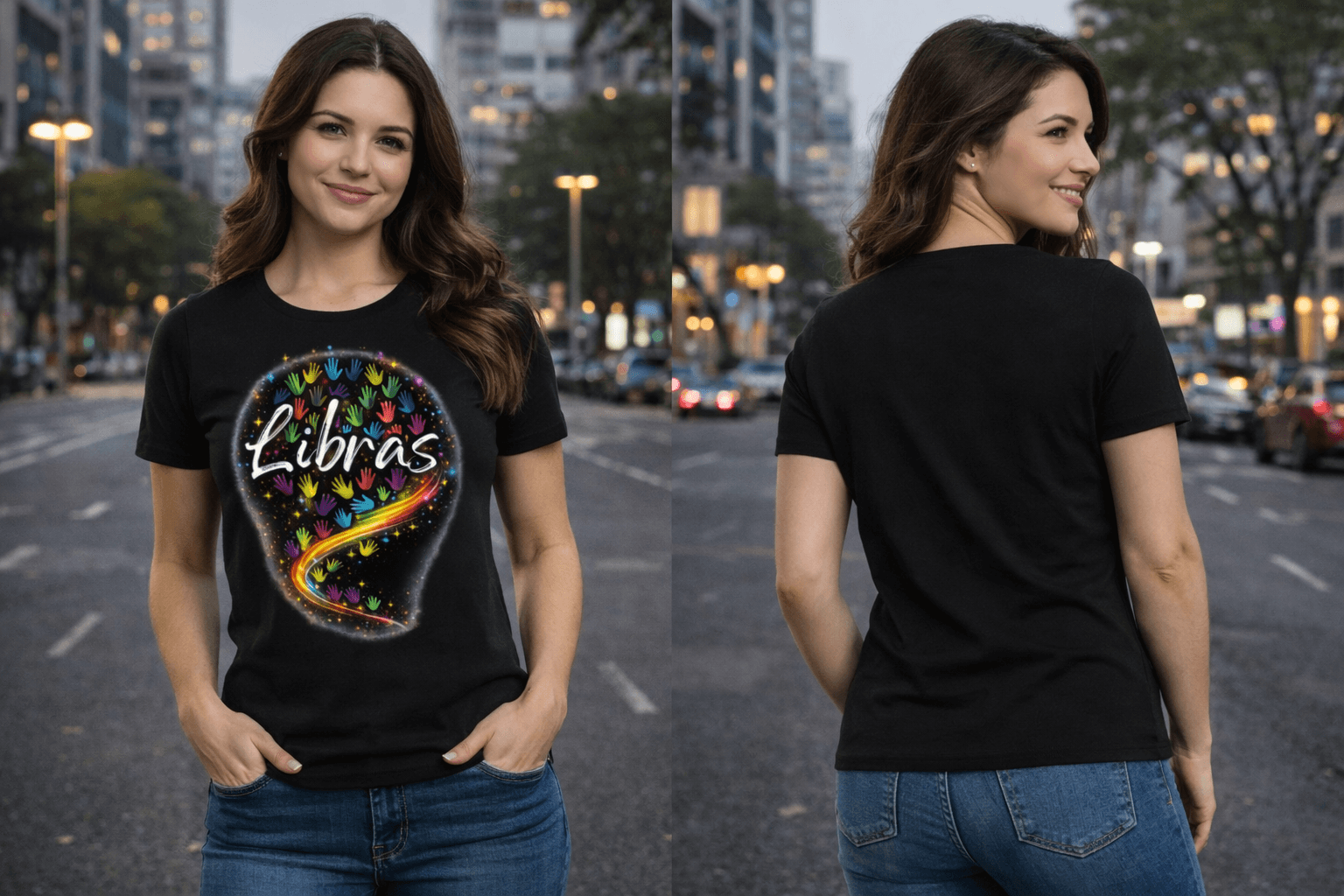Camiseta LIBRAS Colorida – Inclusão e Língua Brasileira de Sinais - Frente