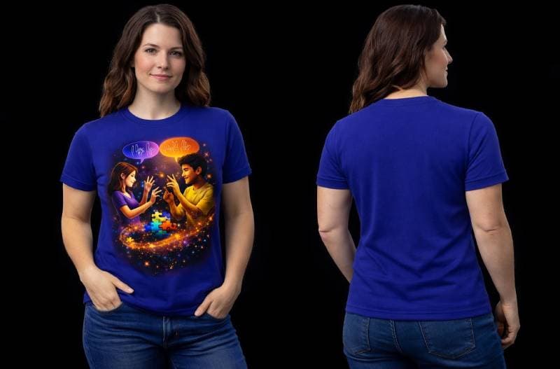 Camiseta Inclusão e Autismo em LIBRAS – Conexão e Comunicação - Frente