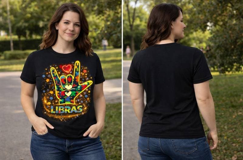 Camiseta LIBRAS Autismo – Inclusão e Amor pela Comunicação - Frente