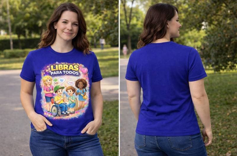 Camiseta LIBRAS Para Todos – Inclusão e Diversidade - Frente