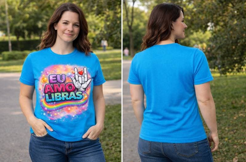 Camiseta Eu Amo LIBRAS – Inclusão e Orgulho da Língua Brasileira de Sinais - Frente